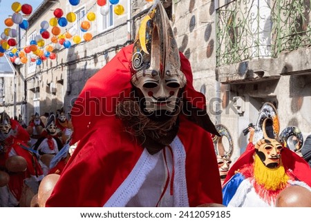 Xinzo de Limia, Spain 02 13 2023 Pantalla the traditional carnival mask. popular carnivals in Galicia, Entroido de Xinzo de Limia. Royalty-Free Stock Photo #2412059185