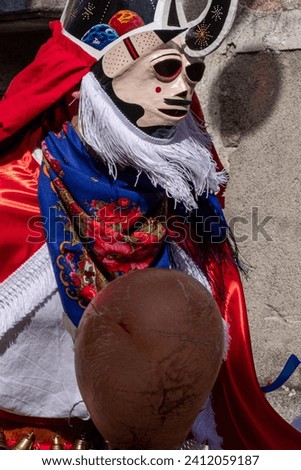 Xinzo de Limia, Spain 02 13 2023 Pantalla the traditional carnival mask, Entroido de Xinzo de Limia. Royalty-Free Stock Photo #2412059187