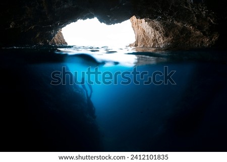 diver sea deep bubble free scenery action sport nature cave Royalty-Free Stock Photo #2412101835
