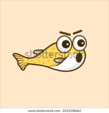 Puffer fish cartoon animal illustration