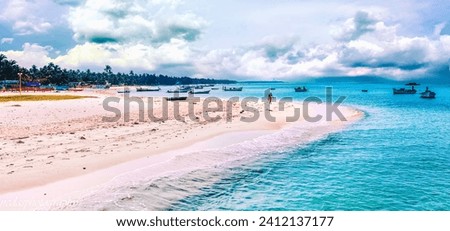 Beautiful white sand beach and calm blue lagoon water of Kavaratti island lakshadweep 