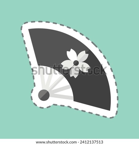Sticker line cut Fan 2. related to Sakura Festival symbol. simple design editable. simple illustration
