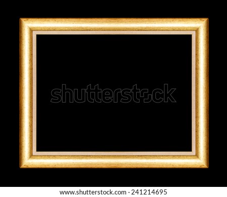 Gold picture frames. Isolated on black  background