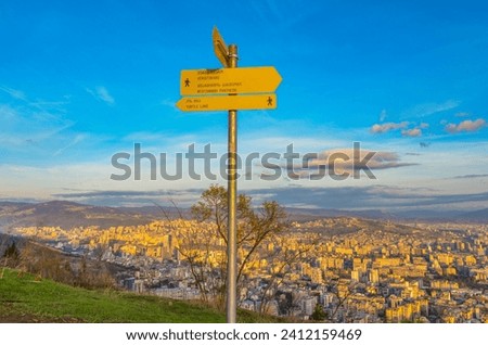 trail sign on Mtatsminda mountain in Tbilisi, Georgia