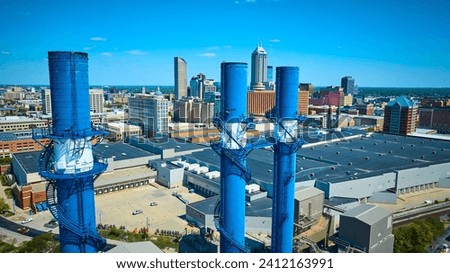 Aerial Industrial Silos and City Skyline - Indianapolis