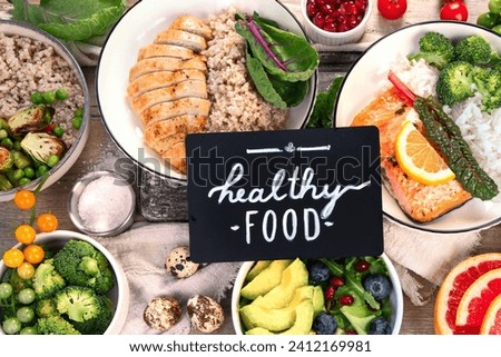 
Healthy food dishes stock photo