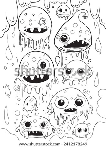 doodle abstract drippy monster hand drawing coloring book coloring page illustration 