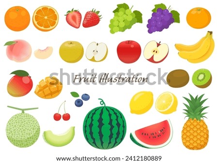 Vector illustration set of fruits Royalty-Free Stock Photo #2412180889