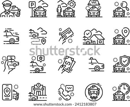 Taxi Service Line Icons vector design