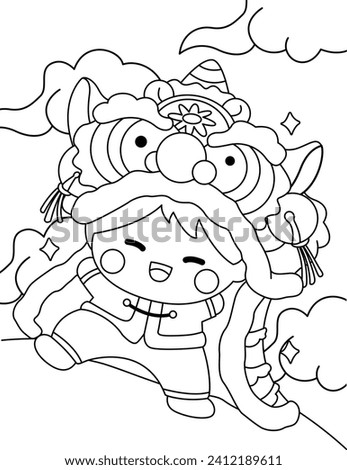 Cute Kids Chinese New Year Celebration Coloring Set for Activity