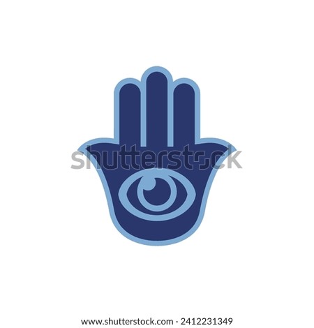 Hamsa hand with eye vector symbol illustration Royalty-Free Stock Photo #2412231349