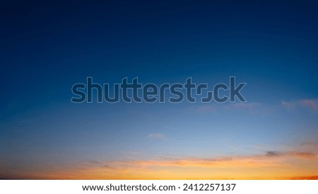 Sunset Blue Sky,Cloud Background,Evening Vivid twilight sky with dense clouds over sea beach  in winter,Panorama beautiful landscape nature morning sunrise sky in Summer