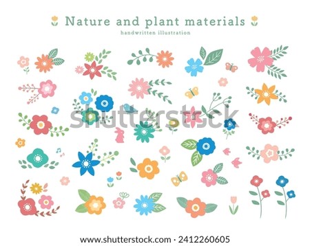 Natural botanical flower material set
