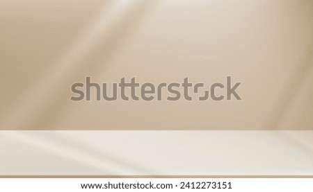 Golden Background,Empty Studio Wall Room and Podium with Light,Window Shadow,Minimal Backdrop 3D Beige Display Room with Stand Mock up for product presentation,Easter Sale, Spring,Summer,Autumn Banner Royalty-Free Stock Photo #2412273151