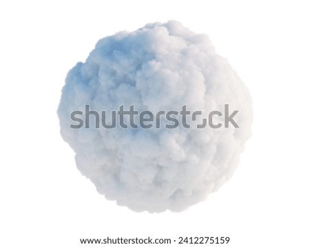3d render, abstract cumulus, realistic cloud in the shape of a ball, clip art isolated on white background