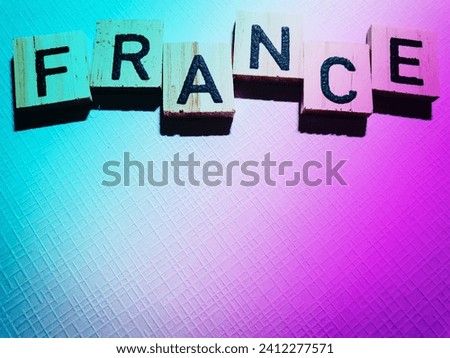 Lettering „France“ on colorful background