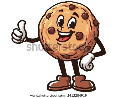 Cookies with thumbs up cartoon mascot illustration character vector clip art hand drawn
