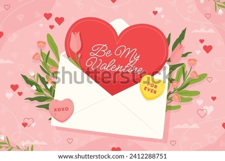 Happy valentines day background. Valentine's Day celebration. February 14. Cartoon Vector illustration design for Poster, Banner, Post, Flyer, promotion, Greeting, Card, Cover. Valentines day Template