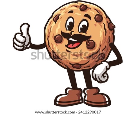 Cookies with mustache cartoon mascot illustration character vector clip art hand drawn