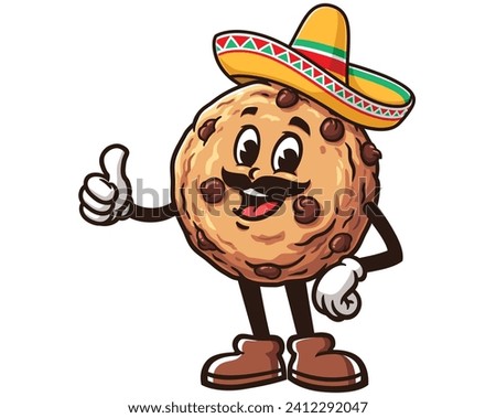Cookies with sombrero mexican hat cartoon mascot illustration character vector clip art hand drawn