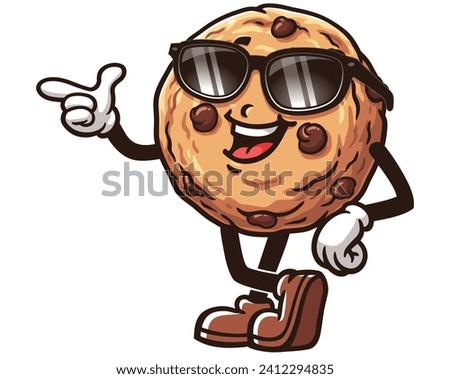 Cookies with sunglasses cartoon mascot illustration character vector clip art hand drawn