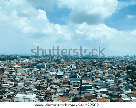 Landscape view of Surabaya city. Picture taken from the height of hotel building. Surabaya is one of the biggest city in Indonesia.