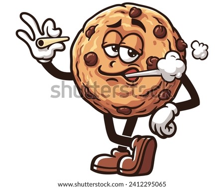 smoking Cookies cartoon mascot illustration character vector clip art hand drawn