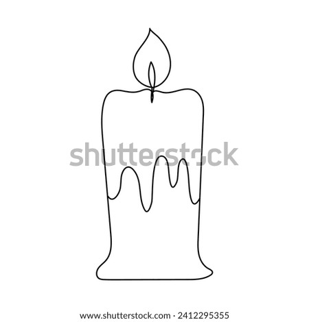 Candle continuous one line drawing of out line vector illustration single line art