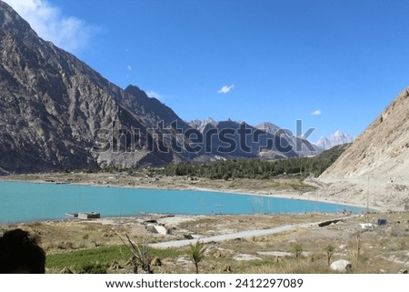 Landscape of gilgit baltistan in karakoram and himalaya mountains range. Hunza, Skardu, Deosai, Kachura, Sheosar Lake.