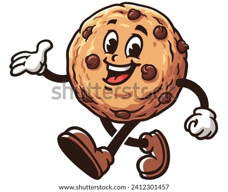 walking Cookies with smile cartoon mascot illustration character vector clip art hand drawn