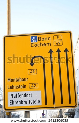 direction sign to some towns around Koblenz
