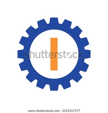 Initial Gear Logo combine with letter I vector template