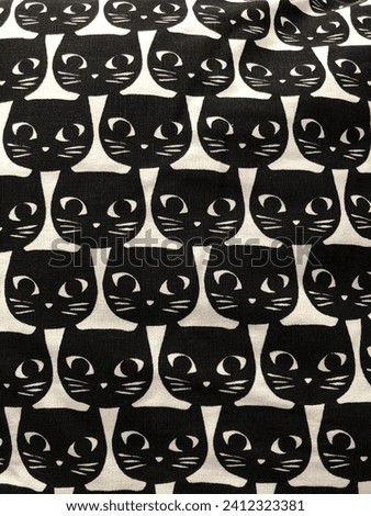 White canvas with black cat pattern