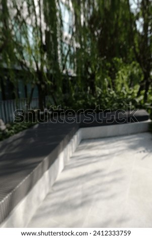 Empty outdoor stair and  walkway and recreation place in hot summer day . Royalty-Free Stock Photo #2412333759
