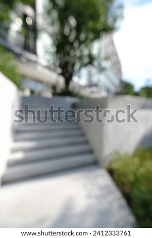 Empty outdoor stair and  walkway and recreation place in hot summer day . Royalty-Free Stock Photo #2412333761