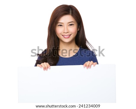 Woman hold with white board
