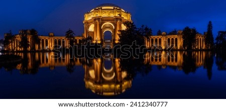 Blue hour photo of the Palace of Fine Arts in San Francisco