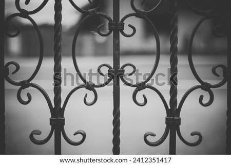 Black and white metal fence pattern