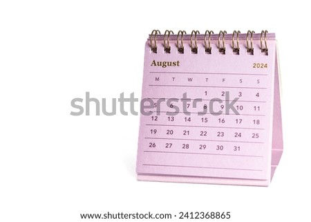 August 2024 calendar - month page on the white background Royalty-Free Stock Photo #2412368865