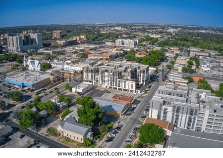 Aerial View of the College Town of San Marco, Texas Royalty-Free Stock Photo #2412432787