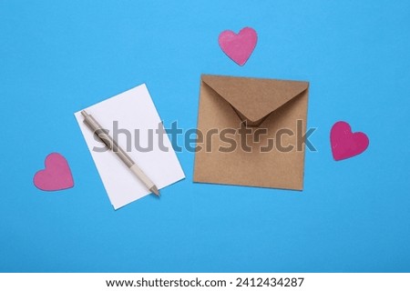 Valentine's day blank greeting card mockup with hearts Royalty-Free Stock Photo #2412434287