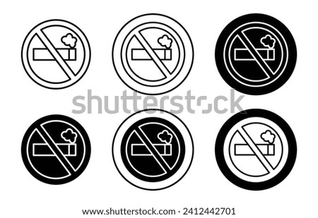 No smoking flat line icon set. No smoking Thin line illustration vector
