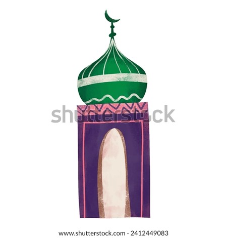 mosque or arabic house watercolor illustration