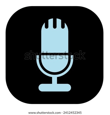 vector illustration of a light blue tape recorder in a black square on a white background, a basic company concept icon