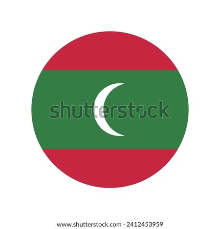 Maldives circle flag. Circle icon flag. Flag icon. Standard color. Digital illustration. Computer illustration. Vector illustration.