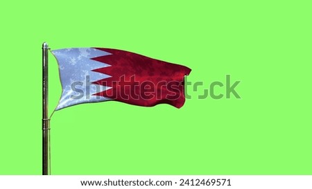 waving flag of Bahrain for national celebration on chroma key screen, isolated - object 3D rendering