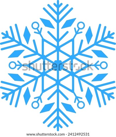 Blue snowflake on white background. Vector illustration.
