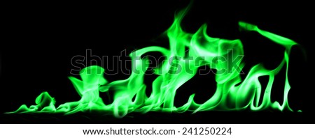 Green fire flames abstract on black background