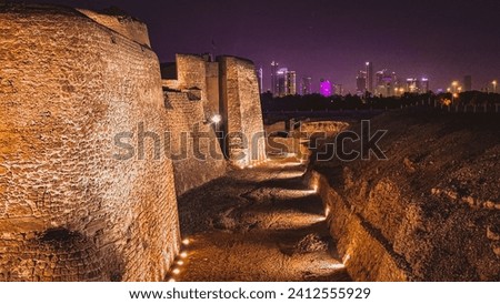 The Bahrain Fort - a Unesco World Heritage Site - pictured against the backdrop of the Seef Skyline