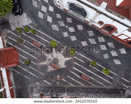 An aerial view of a street in Taxco, Guerrero, Mexico